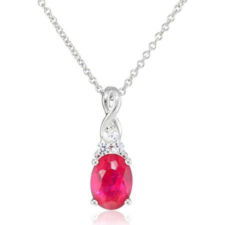 Oval Ruby & White Sapphire Pendant
