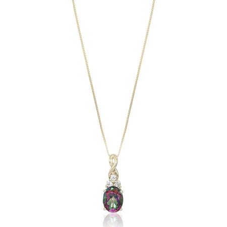 Oval Mystic Topaz & White Sapphire Pendant