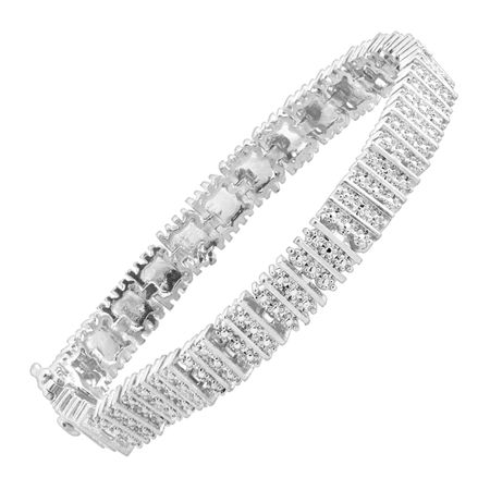 Square Link Tennis Bracelet with Diamonds