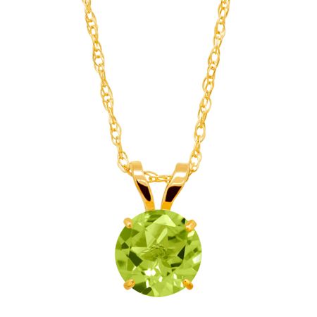 1 ct Peridot Round-Cut Solitaire Pendant