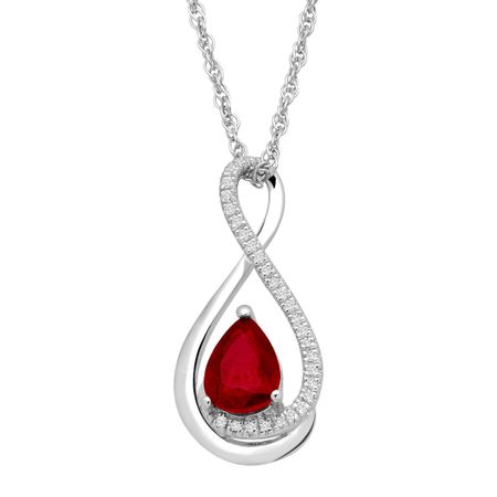 Ruby Teardrop Pendant with Diamonds
