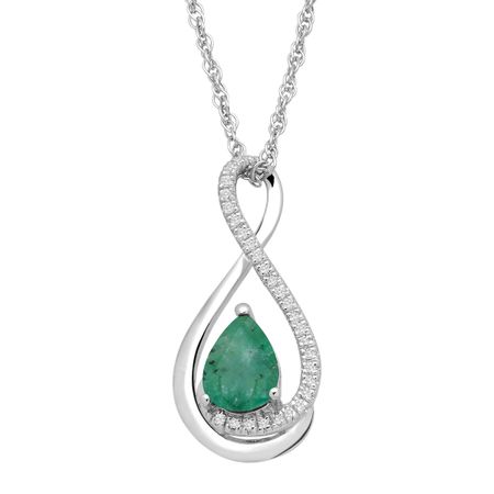 Emerald Teardrop Pendant with Diamonds