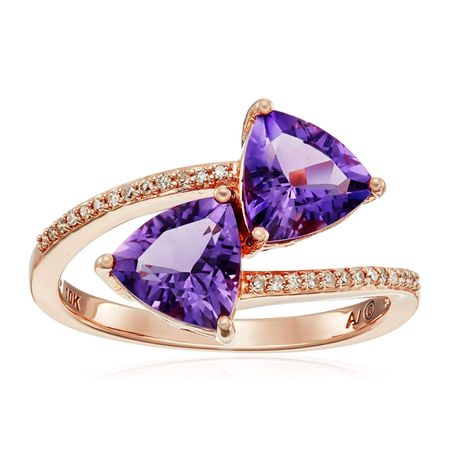 Amethyst Bypass Ring with Diamonds