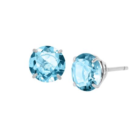 2 ct Swiss Blue Topaz Round-Cut Stud Earrings