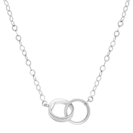 Interlocking Glitter Rings Necklace, White