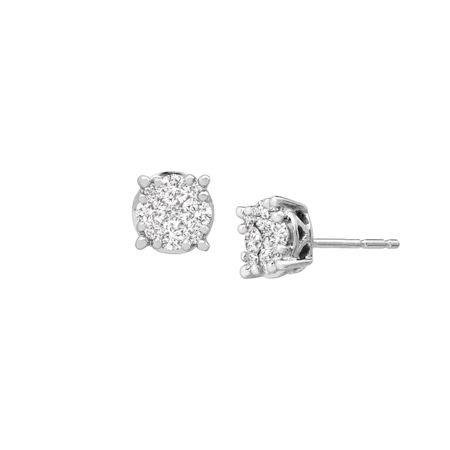 1/2 ct Diamond Composite Stud Earrings, White