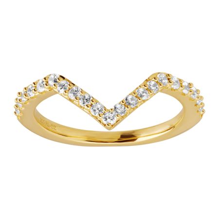Chevron Ring with White Cubic Zirconia, Yellow