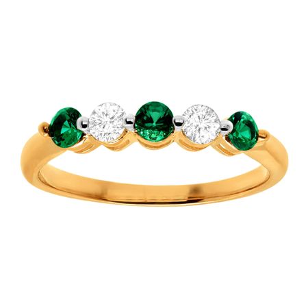 1/2 ct Emerald & White Sapphire Band Ring