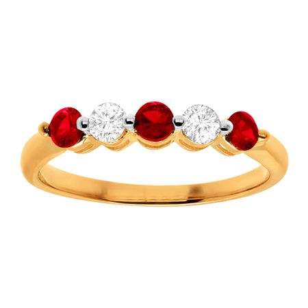3/4 ct Ruby & White Sapphire Band Ring