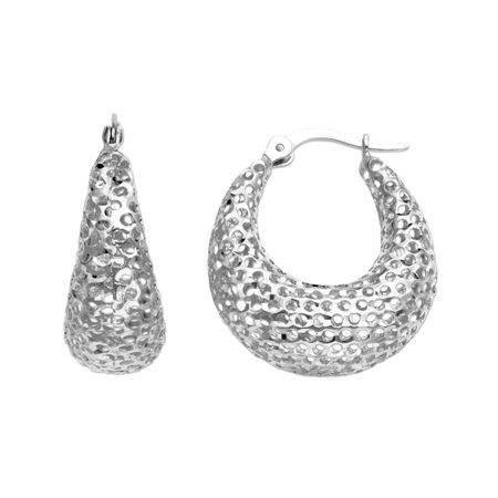 Mesh Hoop Earrings, White