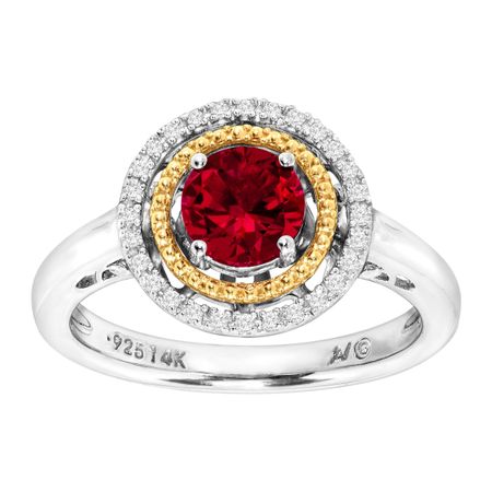 Ruby Double Halo Ring with Diamonds