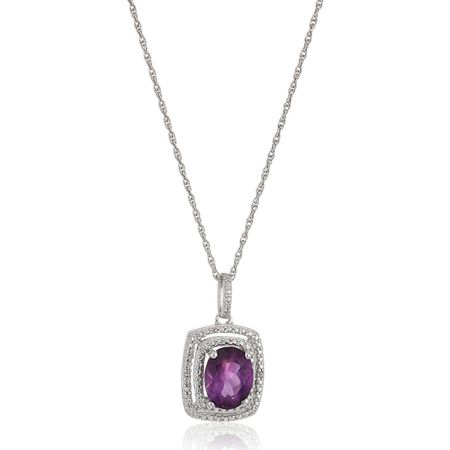 Amethyst Double Halo Pendant with Diamonds