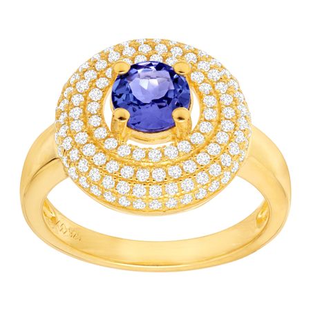 3/4 ct Tanzanite Halo Ring with Cubic Zirconia
