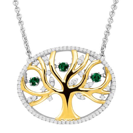 Emerald Tree of Love Floater Necklace with Cubic Zirconia