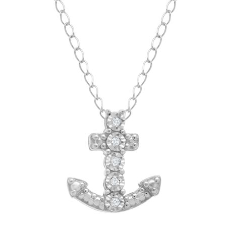 Anchor Pendant with Blue Diamonds