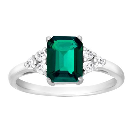 1 5/8 ct Emerald & White Topaz Ring