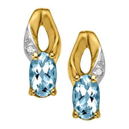 Aquamarine Earrings with Diamonds