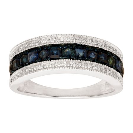 Sapphire & 1/6 ct Diamond Band Ring