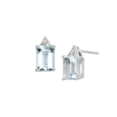 Aquamarine & White Sapphire Earrings
