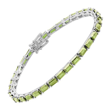 Peridot Emerald-Cut Tennis Bracelet, 7