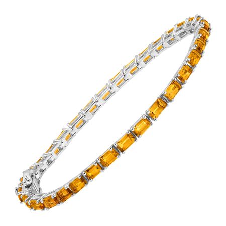 Citrine Emerald-Cut Tennis Bracelet, 7