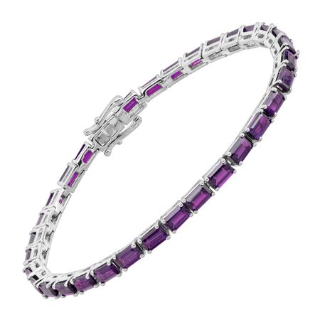 Amethyst Emerald-Cut Tennis Bracelet, 7