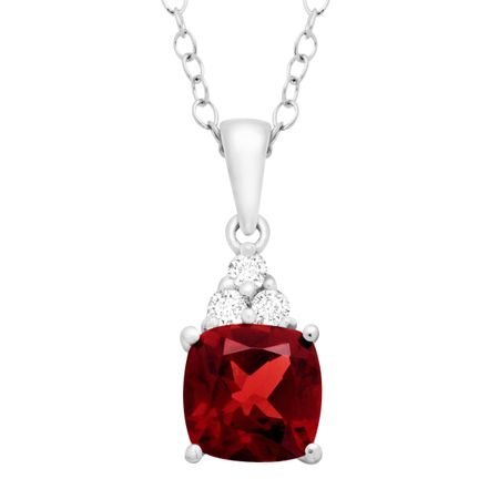 2 ct Garnet & White Topaz Pendant