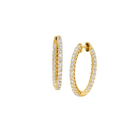1 ct Diamond Hoop Earrings, Yellow