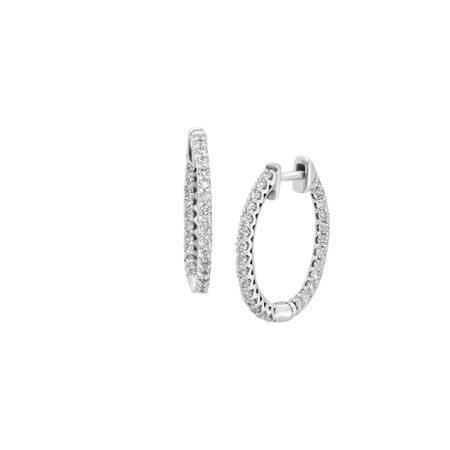 1/2 ct Diamond Hoop Earrings, White