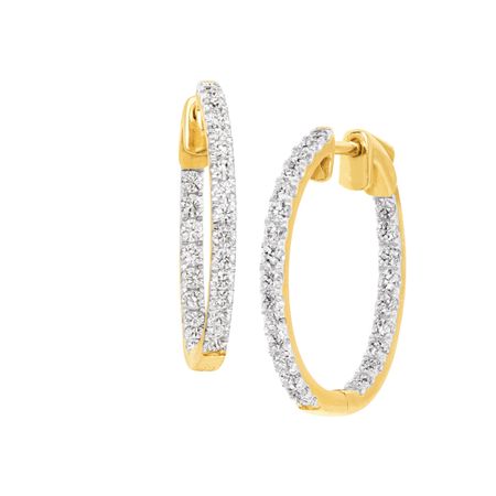 1 ct Diamond Hoop Earrings, Yellow