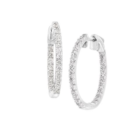1 ct Diamond Hoop Earrings, White