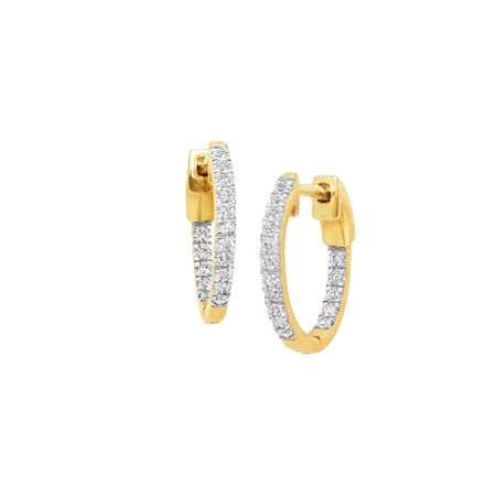 1/4 ct Diamond Hoop Earrings, Yellow