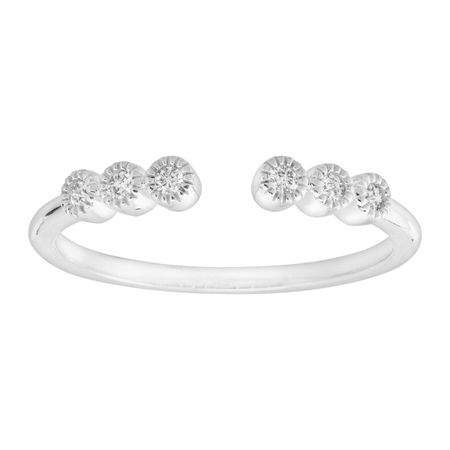 Dainty Cuff Ring with Cubic Zirconias, White