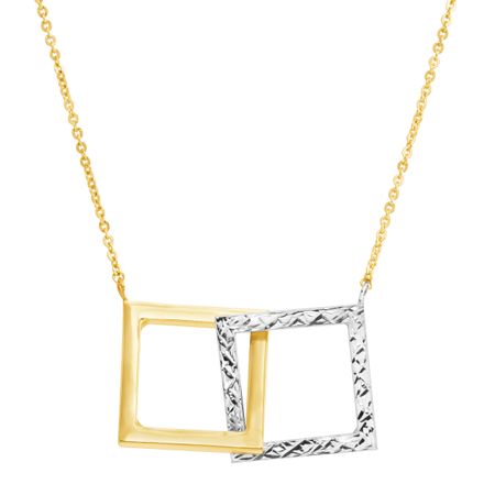 Two-Tone Interlocking Square Necklace
