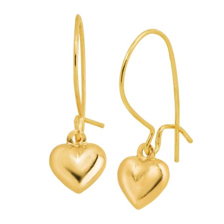 Puffed Heart Drop Earrings