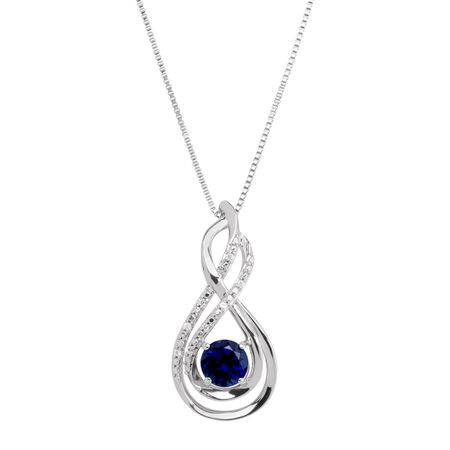 Blue & White Sapphire Twist Pendant