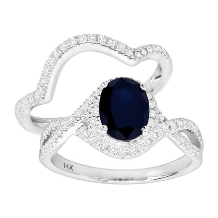 1 1/2 ct Diamond & Sapphire Bridal Ring Set