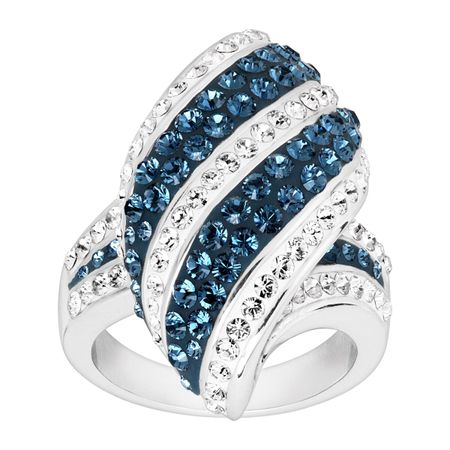 Wavy Stripe Ring with Crystals