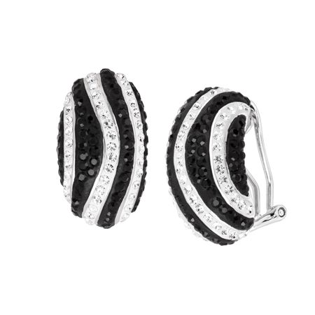 Striped Drop Earrings with Crystals