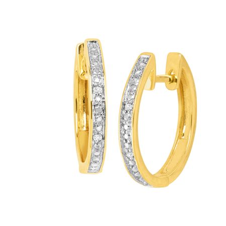 Hoop Earrings with White Diamonds, Yellow