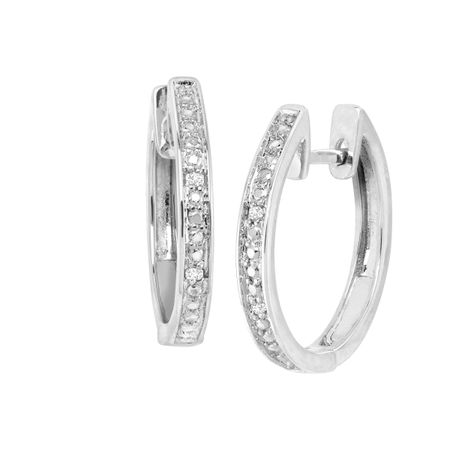Hoop Earrings with White Diamonds, White