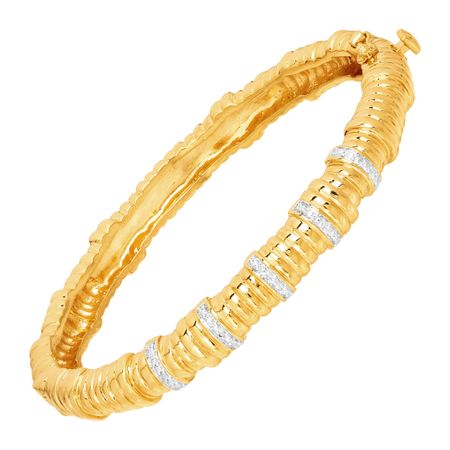 Bamboo Hinge Bangle with Diamonds