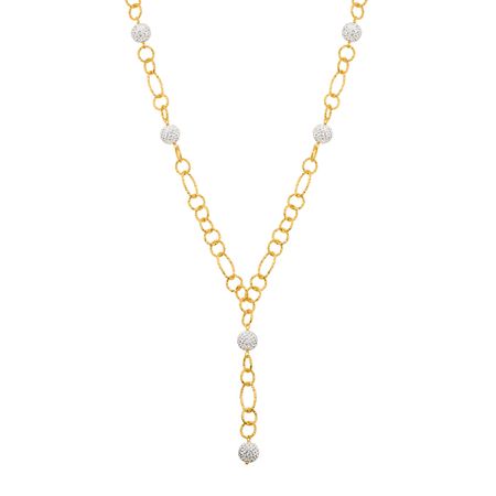Beaded Lariat Necklace with White Swarovski Crystals