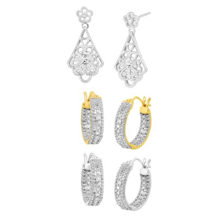 Hoops & Dangle Earring Set with Diamonds