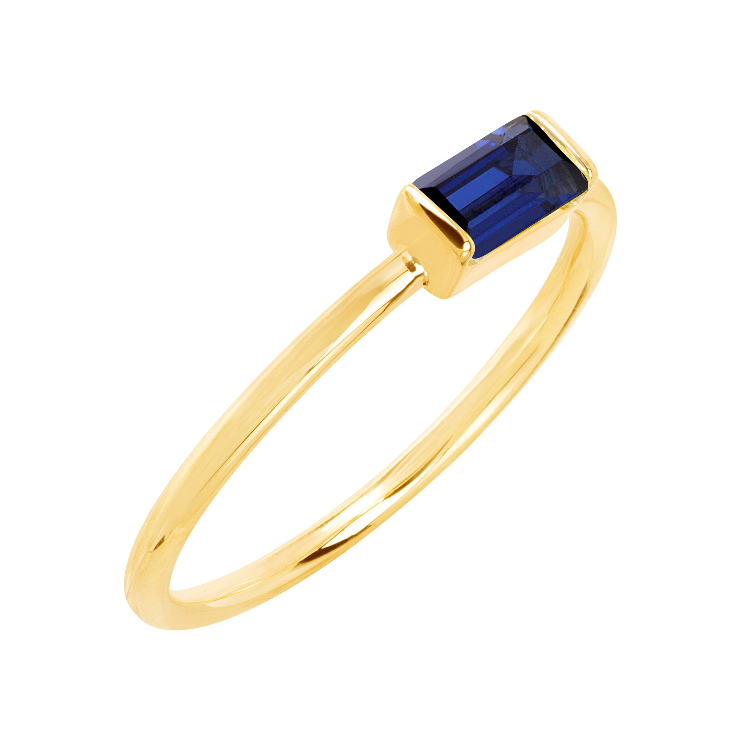 Baguette-Cut Dainty Gemstone Birthstone Ring in 14K Gold-Plated 1K Gold