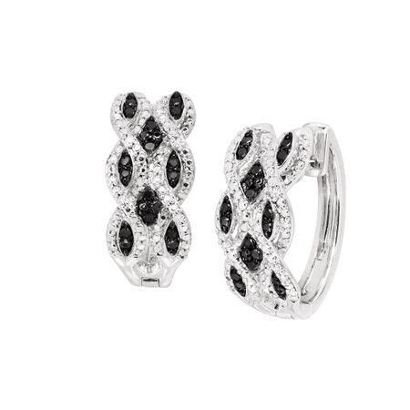 1/3 ct Black & White Diamond Ikat Hoops