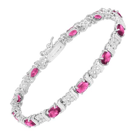 Pink Glass Tennis Bracelet with Cubic Zirconia
