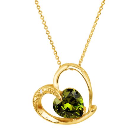 Heart Pendant with Green Cubic Zirconia