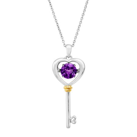 Amethyst Heart Key Floater Pendant