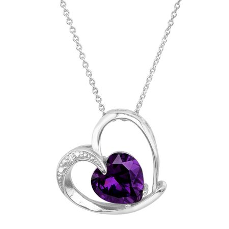 Heart Pendant with Purple Cubic Zirconia